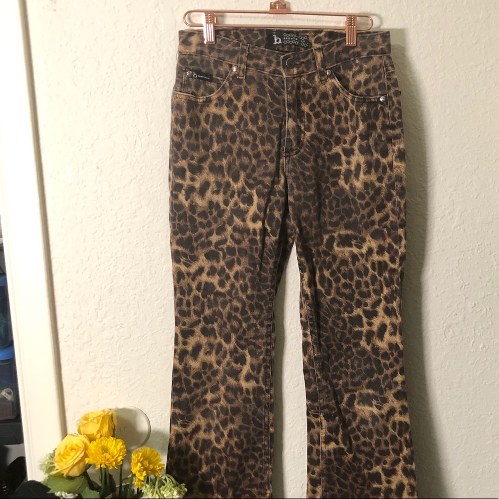 Vintage Y2K Leopard Print Flared Jeans